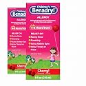 Benadryl Children's Allergy Relief Liquid Medicine with Diphenhydramine HCl Antihistamine for Kids, Effective Allergy Relief, Cherry Flavor, 8 fl. oz (Pack of 2)