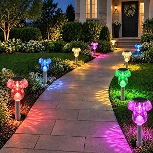 benany solar lights outdoor 8 pack mushroom lights outside waterproof solar powered led lighting for garden yard landscape path pathway lawn walkway driveway backyard decor color changing