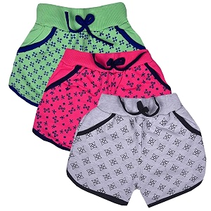 BENAVJI Girls Regular Fit Printed Cotton Shorts