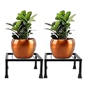 BENAVJI Pack of 2 Black Plant Stands for Home, Outdoor, Balcony Metal Stands for Decorations (Plants Not Included) Size- 24 Inch L &amp; 8.5 Inch W Plant Stand