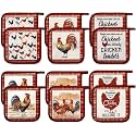 Bencailor 12 Pcs Christmas Chicken Pot Holders with Pocket, Red Rooster