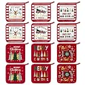 Bencailor 12 Pcs Christmas Pot Holders with Pocket, Red and White