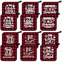 Bencailor 12 Pcs Christmas Pot Holders with Pocket, Red and Black, Plaid