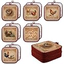 Bencailor 12 Pcs Christmas Pot Holders with Pocket, Chicken Rooster