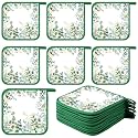 Bencailor 12 Pcs Pot Holders with Pocket, Green Leaves