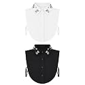 Bencailor 2 Pcs Rhinestone Fake Collar Dickey for Women False Half Shirt Blouse Detachable Collar
