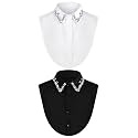 Bencailor 2 Pcs Rhinestone Fake Collar Dickey for Women False Half Shirt Blouse Detachable Collar