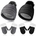 Bencailor 2 Set Beanie Mittens Fleece Lined