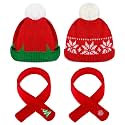 Bencailor 4 Pack Doll Christmas Hats,Red, Green,Lovely Style