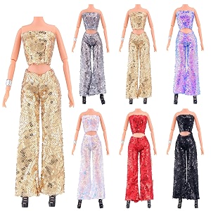 bencailor 6 pcs doll clothes for 118 inch sequin style metallic color