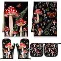 Bencailor 6 Pcs Mushroom Kitchen Towels Oven Mitts and Pot Holders Set