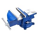 Bench Vise Heavy Duty 5-Inch, 360° Swivel Base with Anvil Clamp Cast Steel,Table Clamp Woodworking Vice,Multipurpose Workbenchw for Drilling, Pipe Cutting,Woodworking-Blue