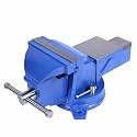 Bench Vise Heavy Duty 6-Inch, 360° Swivel Base with Anvil Clamp Cast Steel,Table Clamp Woodworking Vice,Multipurpose Workbenchw for Drilling, Pipe Cutting,Woodworking-Blue