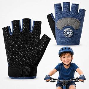 bendjoy cycling gloves for kids half finger bike gloves for 3-8 years hand-protecting breathable non-slip adjustable riding gloves gloves for kids for cycling and outdoor sports size m gray-blue