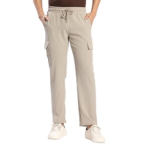 BENE KLEED Mens Solid Polyester Cargo Trousers