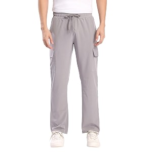 BENE KLEED Mens Solid Polyester Cargo Trousers