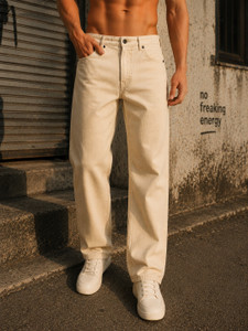 bene kleed relaxed fit men beige jeans