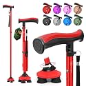 BeneCane Walking Cane for Men &amp; Women Walking Stick for Seniors Folding Canes Quad Cane Adjustable Lightweight Sturdy Collapsible Heavy Duty with Soft TPR T-Handle and Travel Bag