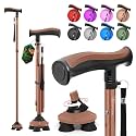 BeneCane Walking Cane for Men &amp; Women Walking Stick for Seniors Folding Canes Quad Cane Adjustable Lightweight Sturdy Collapsible Heavy Duty with Soft TPR T-Handle and Travel Bag