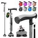 BeneCane Walking Cane for Men &amp; Women Walking Stick for Seniors Folding Canes Quad Cane Adjustable Lightweight Sturdy Collapsible Heavy Duty with Soft TPR T-Handle and Travel Bag