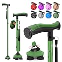 BeneCane Walking Cane for Men &amp; Women Walking Stick for Seniors Folding Canes Quad Cane Adjustable Lightweight Sturdy Collapsible Heavy Duty with Soft TPR T-Handle and Travel Bag