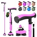 BeneCane Walking Cane for Men &amp; Women Walking Stick for Seniors Folding Canes Quad Cane Adjustable Lightweight Sturdy Collapsible Heavy Duty with Soft TPR T-Handle and Travel Bag