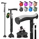 BeneCane Walking Cane for Men &amp; Women Walking Stick for Seniors Folding Canes Quad Cane Adjustable Lightweight Sturdy Collapsible Heavy Duty with Soft TPR T-Handle and Travel Bag