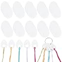 BENECREAT 100PCS Needlework Thread Organiser, Teardrop Shape Paper Winding Thread Board Card, Embroidery Thread Organiser with 1 Iron Hanging Loop for Embroidery, DIY Handicrafts, White