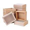 BENECREAT 12 Pack Kraft Paper Gift Boxes with PVC Frosted Cover 4x3.5x1.5 Inch Kraft Paper Drawer Box for Cake Cookie Candy Soap Snacks Weeding Party Favors, BurlyWood