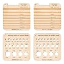 BENECREAT 4Pcs Wood Knitting Gauge Rulers, 2 Style Square Knitting Tool Crochet Hook and Knitting Needle Gauge, 2.5x2.5x0.2inch