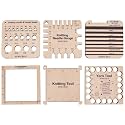 BENECREAT 6 Styles Wood Knitting Gauge Rulers, Crochet Hook and Yarn Wrap Per Inch Guide Knitting Tool for Spinners Yarn Measuring Crochet Accessories