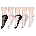 Benefeet Sox Womens Girls Sheer Socks Lace Mesh Ankle Socks Transparent See Through Short Sock Ultra Thin Nylon Summer Sock