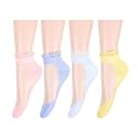 Benefeet Sox Womens Girls Sheer Socks Lace Mesh Ankle Socks Transparent See Through Short Sock Ultra Thin Nylon Summer Sock