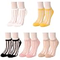 Benefeet Sox Womens Girls Sheer Socks Lace Mesh Ankle Socks Transparent See Through Short Sock Ultra Thin Nylon Summer Sock