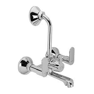 benelave by hindware volga wall mixer for bathroom with l-bend provision for overhead shower  brass with chrome finish  12 bsp inlet  ceramic disc cartridge  smooth movement