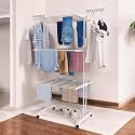 Benesta Clothes Drying Stand | 3-Tier Foldable Clothes Hanger | Large Stainless Steel Laundry Racks for Indoor/Outdoor/Balcony (White), 64D x 76W x 172H cm