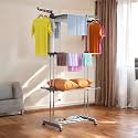 Benesta Clothes Drying Stand | 3-Tier Foldable Clothes Hanger | Large Stainless Steel Laundry Racks for Indoor/Outdoor/Balcony (Grey)