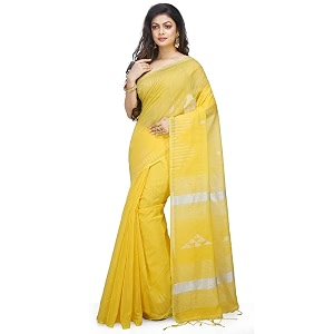 BENGAL HANDLOOM Womens Cotton Linen Slab Sarees