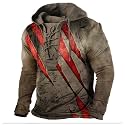Bengbobar Men's Military Tactical Hoodies Retro Distressed American Flag Print TieUp Pullover Trainning Camping Sweatshirt