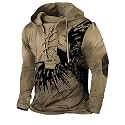 Bengbobar Men's Military Tactical Hoodies Retro Distressed American Flag Print TieUp Pullover Trainning Camping Sweatshirt