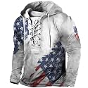 Bengbobar Men's Military Tactical Hoodies Retro Distressed American Flag Print TieUp Pullover Trainning Camping Sweatshirt
