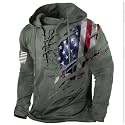 Bengbobar Men's Military Tactical Hoodies Retro Distressed American Flag Print TieUp Pullover Trainning Camping Sweatshirt