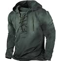 Bengbobar Men's Military Tactical Hoodies Retro Distressed American Flag Print TieUp Pullover Trainning Camping Sweatshirt