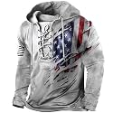 Bengbobar Men's Military Tactical Hoodies Retro Distressed American Flag Print TieUp Pullover Trainning Camping Sweatshirt