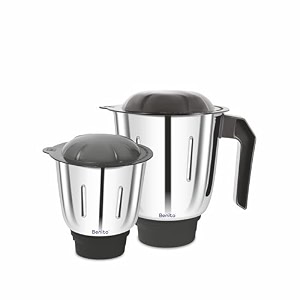 benito elite stainless steel jar set 1200ml amp 1000ml for mixer grinder attachment  compatible with 4-teeth coupler amp dual locking system
