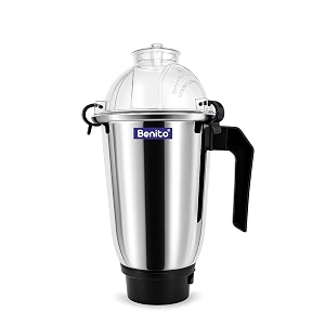 benito evox stainless steel dry amp wet jar 1500ml for mixer grinder  compatible with 4-teeth coupler amp dual locking system