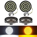 Benlari New 1157 LED Motorcycle Front Turn Signals Bulbs 2 Inch Bullet Lights with Smoked Lens Covers Fit for Harley Davidson Touring Dyna Softail Sportster Street Glide Road Glide Iron 883, 2PCS