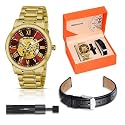 Benling Mens Skeleton Automatic Analog Watch Combo