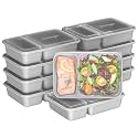 Bentgo 20-Piece Lightweight, Durable, Reusable BPA-Free 2-Compartment Containers - Microwave, Freezer, Dishwasher Safe - Silver