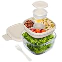 Bentgo Glass Salad Container with Airtight Lid &amp; Leak-Proof Sauce Cup